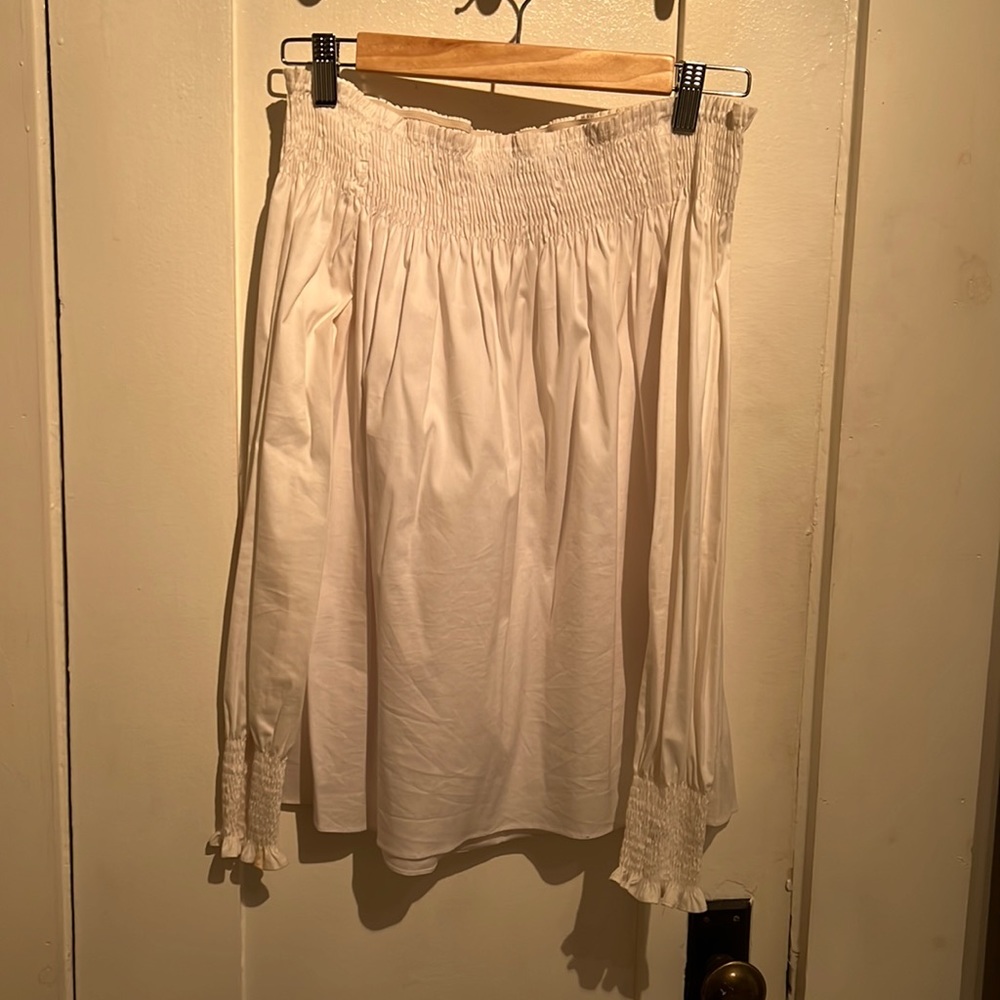 Zara off the shoulder white poplin top